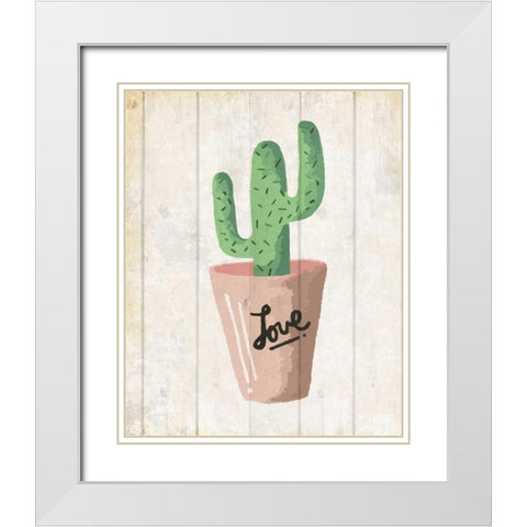 Love Cactus 1 White Modern Wood Framed Art Print with Double Matting by Allen, Kimberly