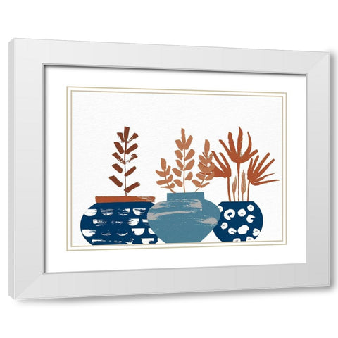 Burnt Autumn Pots White Modern Wood Framed Art Print with Double Matting by Allen, Kimberly