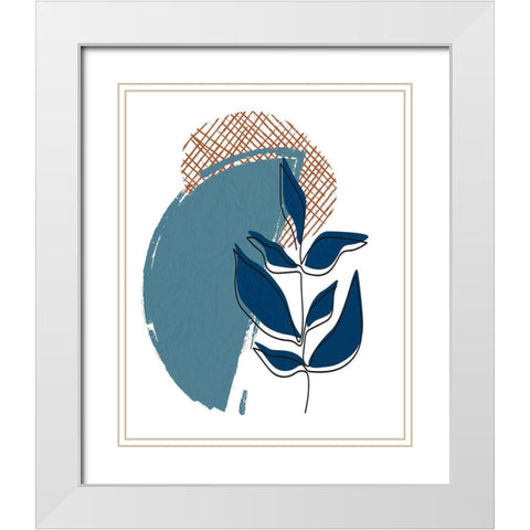Navy Leaf 1 White Modern Wood Framed Art Print with Double Matting by Allen, Kimberly