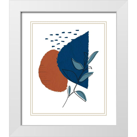 Navy Leaf 2 White Modern Wood Framed Art Print with Double Matting by Allen, Kimberly