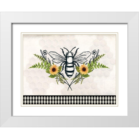 Bee Flower White Modern Wood Framed Art Print with Double Matting by Allen, Kimberly