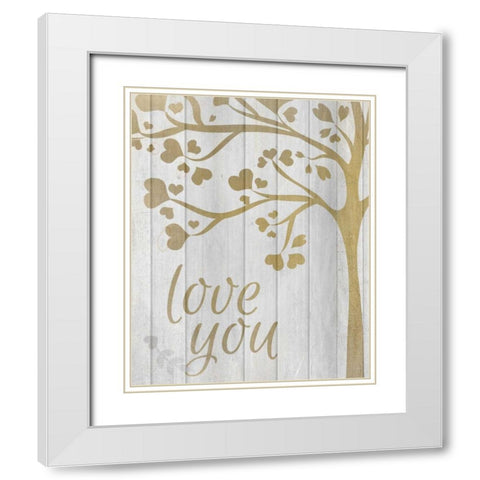 Love You Hearts White Modern Wood Framed Art Print with Double Matting by Allen, Kimberly
