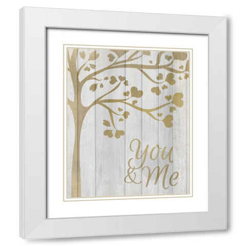 You and Me Hearts White Modern Wood Framed Art Print with Double Matting by Allen, Kimberly