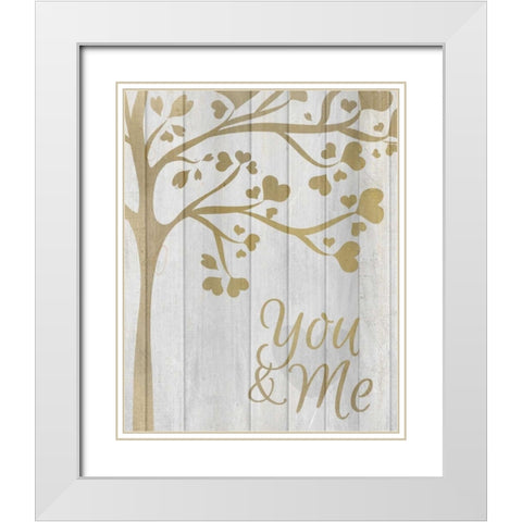 You and Me Hearts White Modern Wood Framed Art Print with Double Matting by Allen, Kimberly