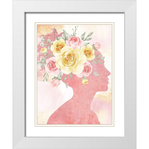 Pink Silhouette White Modern Wood Framed Art Print with Double Matting by Allen, Kimberly