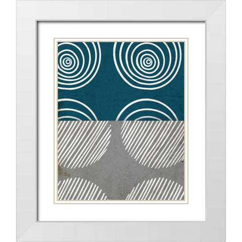 Teal Shapes 1 White Modern Wood Framed Art Print with Double Matting by Allen, Kimberly