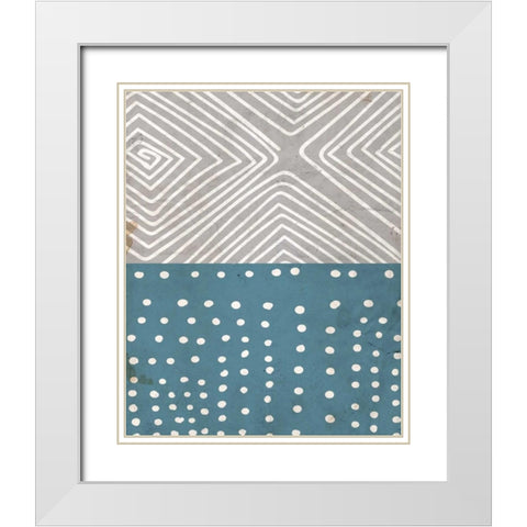 Teal Shapes 2 White Modern Wood Framed Art Print with Double Matting by Allen, Kimberly