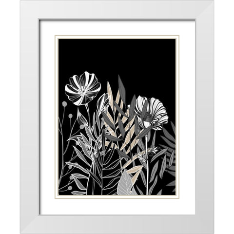 Floral Leaves 2 White Modern Wood Framed Art Print with Double Matting by Allen, Kimberly