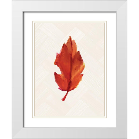 Fall Leaves 2 White Modern Wood Framed Art Print with Double Matting by Allen, Kimberly