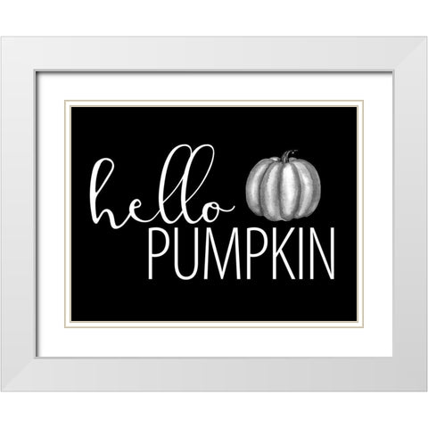 Hello Pumpkin Black and White White Modern Wood Framed Art Print with Double Matting by Allen, Kimberly
