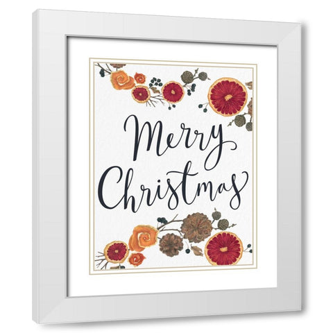 Merry Christmas Dried Fruit White Modern Wood Framed Art Print with Double Matting by Allen, Kimberly