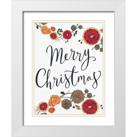 Merry Christmas Dried Fruit White Modern Wood Framed Art Print with Double Matting by Allen, Kimberly