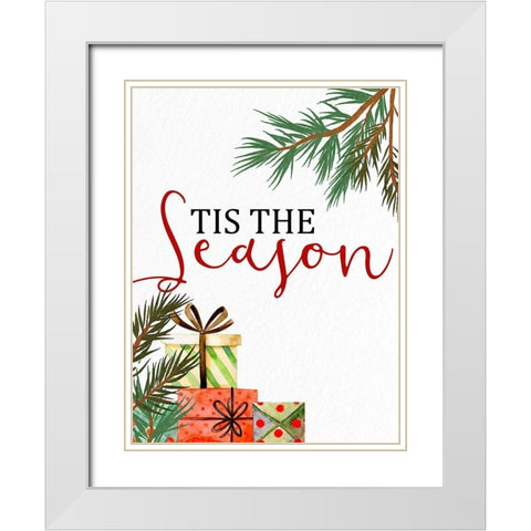 Tis the Season White Modern Wood Framed Art Print with Double Matting by Allen, Kimberly