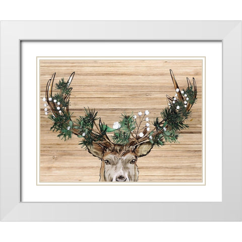 Woodland Deer White Modern Wood Framed Art Print with Double Matting by Allen, Kimberly