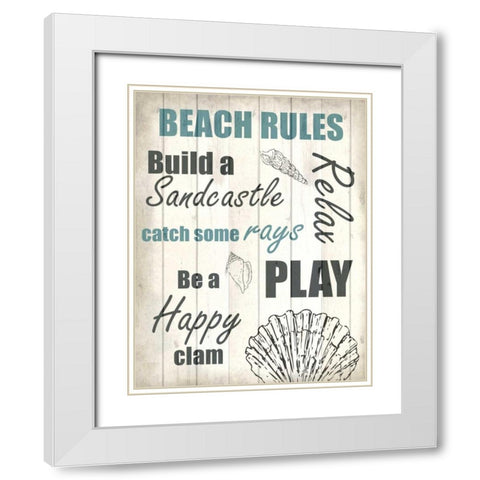 Beach Rules 1 White Modern Wood Framed Art Print with Double Matting by Allen, Kimberly