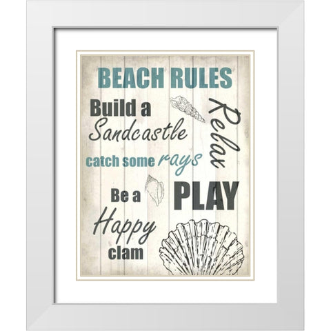 Beach Rules 1 White Modern Wood Framed Art Print with Double Matting by Allen, Kimberly