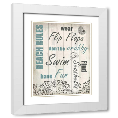 Beach Rules 2 White Modern Wood Framed Art Print with Double Matting by Allen, Kimberly