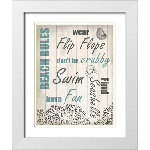 Beach Rules 2 White Modern Wood Framed Art Print with Double Matting by Allen, Kimberly