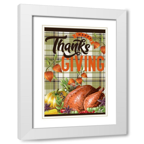 Turkey Thanksgiving White Modern Wood Framed Art Print with Double Matting by Allen, Kimberly
