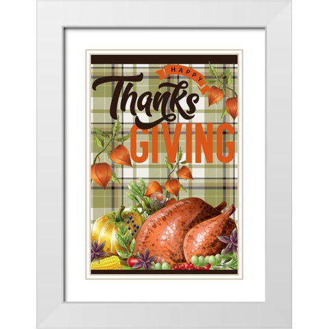 Turkey Thanksgiving White Modern Wood Framed Art Print with Double Matting by Allen, Kimberly
