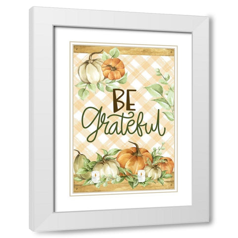 Be Grateful White Modern Wood Framed Art Print with Double Matting by Allen, Kimberly