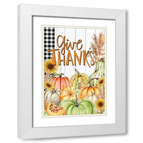 Give Thanks White Modern Wood Framed Art Print with Double Matting by Allen, Kimberly