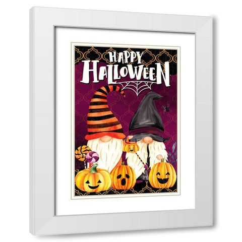 Halloween Gnomes White Modern Wood Framed Art Print with Double Matting by Allen, Kimberly