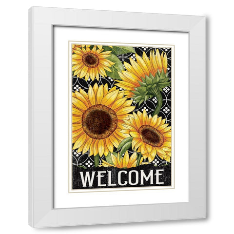 Sunflower Field Welcome White Modern Wood Framed Art Print with Double Matting by Allen, Kimberly