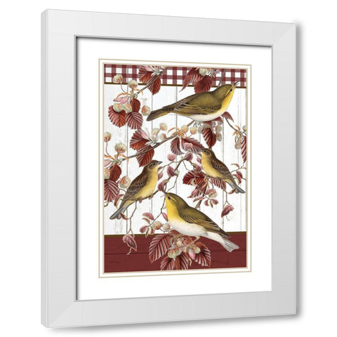 Fall Birds White Modern Wood Framed Art Print with Double Matting by Allen, Kimberly