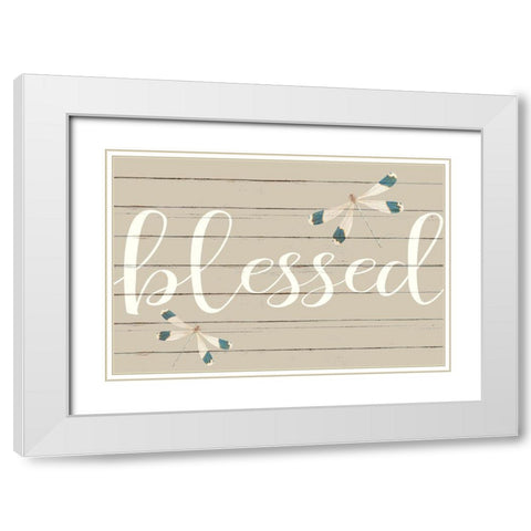 Blessed Dragonfly White Modern Wood Framed Art Print with Double Matting by Allen, Kimberly