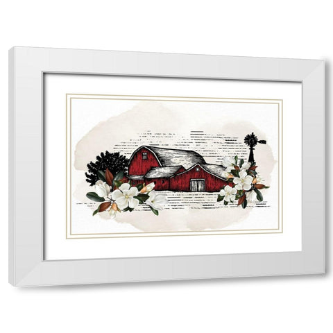 Magnolia Barn White Modern Wood Framed Art Print with Double Matting by Allen, Kimberly