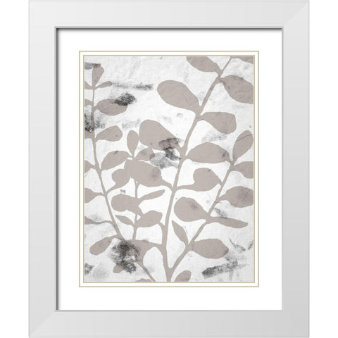 Mono Leaves 2 White Modern Wood Framed Art Print with Double Matting by Allen, Kimberly