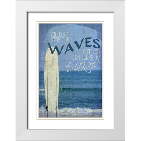 Learn to Surf White Modern Wood Framed Art Print with Double Matting by Allen, Kimberly