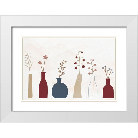 Row of Vases White Modern Wood Framed Art Print with Double Matting by Allen, Kimberly