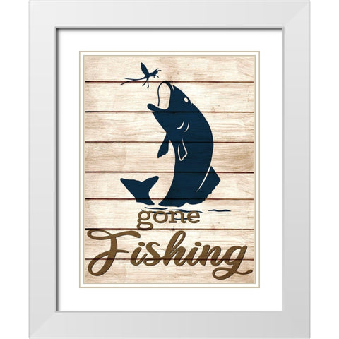 Gone Fishing White Modern Wood Framed Art Print with Double Matting by Allen, Kimberly