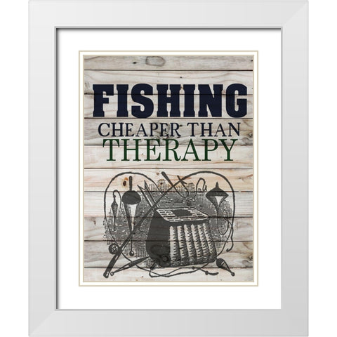 Fishing White Modern Wood Framed Art Print with Double Matting by Allen, Kimberly