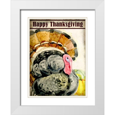 Happy Thanksgiving White Modern Wood Framed Art Print with Double Matting by Allen, Kimberly