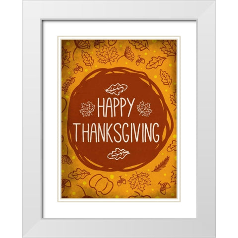 Happy Thanksgiving Orange White Modern Wood Framed Art Print with Double Matting by Allen, Kimberly