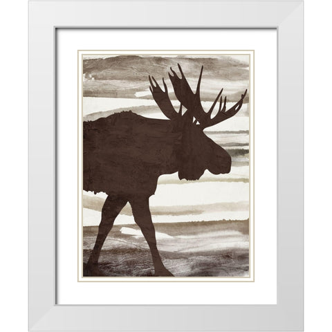 Moose 1 White Modern Wood Framed Art Print with Double Matting by Allen, Kimberly
