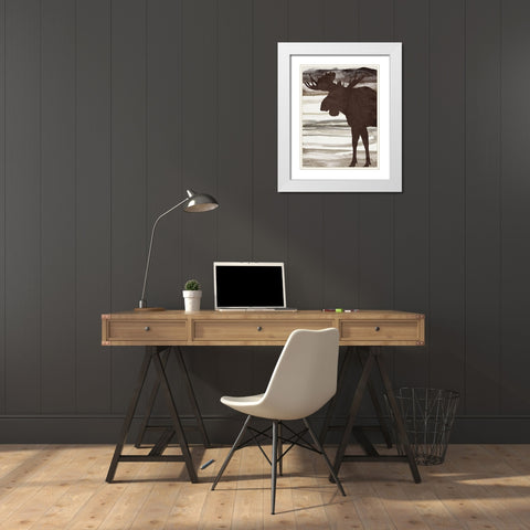 Moose 2 White Modern Wood Framed Art Print with Double Matting by Allen, Kimberly