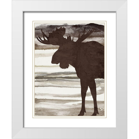 Moose 2 White Modern Wood Framed Art Print with Double Matting by Allen, Kimberly