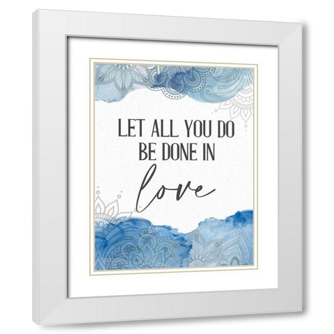 Watercolor Love White Modern Wood Framed Art Print with Double Matting by Allen, Kimberly