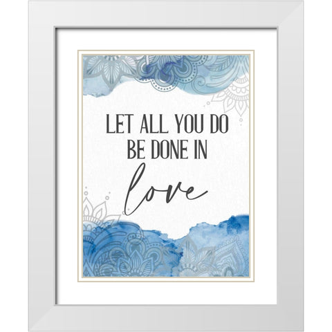 Watercolor Love White Modern Wood Framed Art Print with Double Matting by Allen, Kimberly