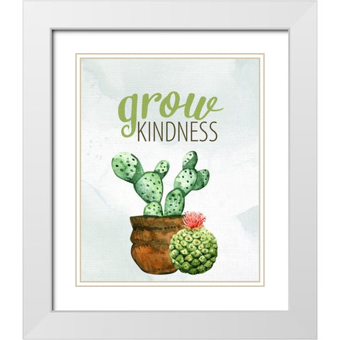 Grow Kindness White Modern Wood Framed Art Print with Double Matting by Allen, Kimberly