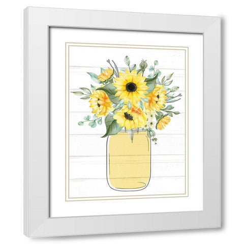 Mason Jar Floral 2 White Modern Wood Framed Art Print with Double Matting by Allen, Kimberly