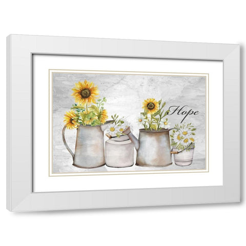 Hope Sunflower Daisies White Modern Wood Framed Art Print with Double Matting by Allen, Kimberly