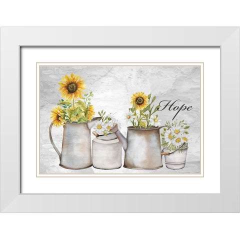 Hope Sunflower Daisies White Modern Wood Framed Art Print with Double Matting by Allen, Kimberly