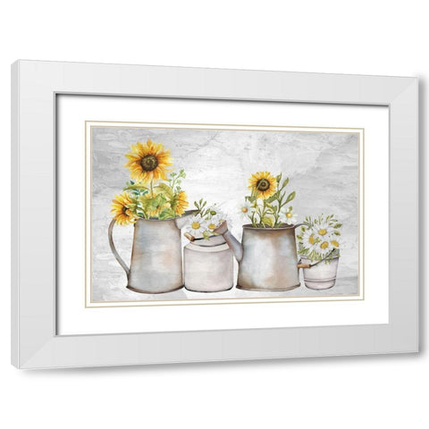 Hope Sunflower Daisies White Modern Wood Framed Art Print with Double Matting by Allen, Kimberly