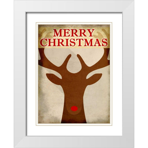 Reindeer Christmas White Modern Wood Framed Art Print with Double Matting by Allen, Kimberly
