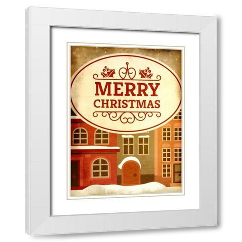 Christmas Village White Modern Wood Framed Art Print with Double Matting by Allen, Kimberly